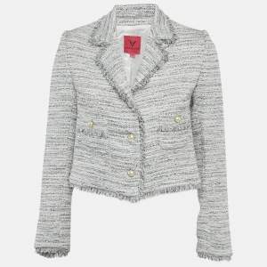 Pre Owned Veronica Virta Multicolor Lurex Tweed Cropped Blazer XS  