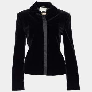 Versace Classic V2 Black Velvet Button Front Blazer M