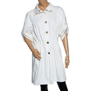 Versace Collection White Cotton Drawstring Elasticized Waist Detail Jacket S