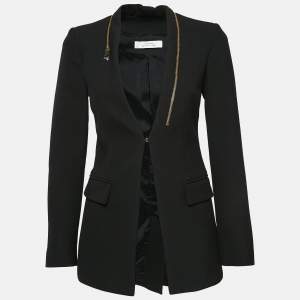 Versace Collection Black Crepe Zip Detail Blazer XS