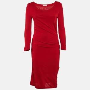 Versace Collection Red Jersey Ruched Short Dress M