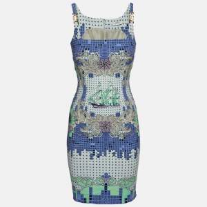 Versace Collection Multicolor Printed Crepe Sleeveless Dress S