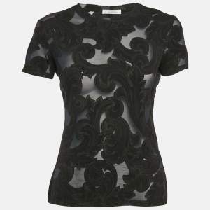 Versace Collection Navy Blue Patterned Jersey T-Shirt S