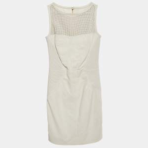 Pre Owned Versace Collection White Leather Sleeveless Mini Dress XS   