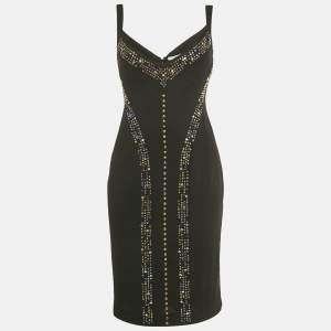 Pre Owned Versace Collection Black Embellished Wool Short Dress M