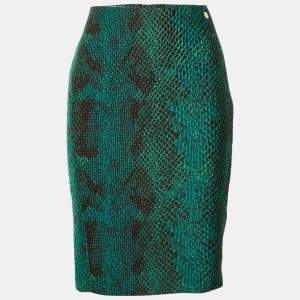 Pre Owned تنورة فيرساتشي كولكشن قماش مُحبحب أخضر صغيرة - ميديوم