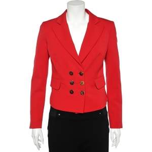 Versace Collection Red Twill Double Breasted Blazer S