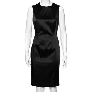 Versace Collection Black Satin Sleeveless Short Dress M