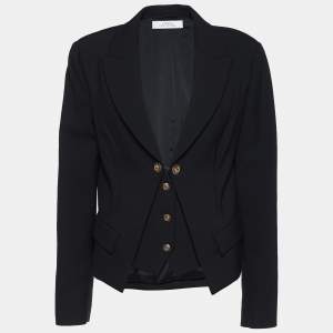 Versace Collection Black Knit Overlay Detailed Blazer L