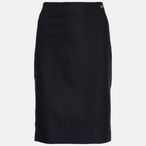 Versace Collection Black Cotton Knit Pencil Skirt L