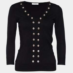 Versace Collection Black Knit Crystal Embellished Jumper  M