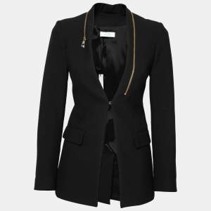 Versace Collection Black Crepe Zip Detail Blazer XS