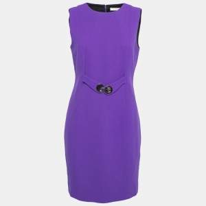 Versace Collection Purple Crepe Sleeveless Midi Dress L   