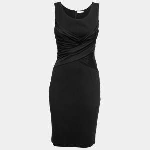 Versace Collection Black Draped Knit Bodycon Midi Dress M