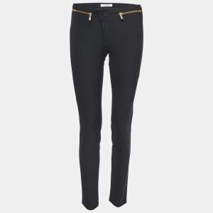 Versace Collection Black Stretch Crepe Front Zip Detail Trousers S