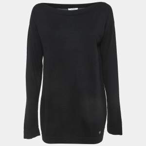 Versace Collection Black Silk & Cashmere Long Sleeve Top M