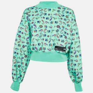 Versace Jeans Couture Green Paisley-Floral Print Jersey Sweatshirt M