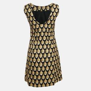 Versace Jeans Couture Black Printed Cotton Blend Sleeveless Mini Dress S