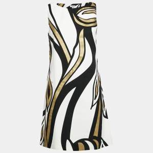 مملوكة مسبقًا Versace Jeans Couture White Abstract Print Cotton Blend Mini Dress S