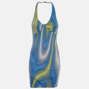 Versace Jeans Couture Multicolor Jersey Halter Neck Mini Dress M