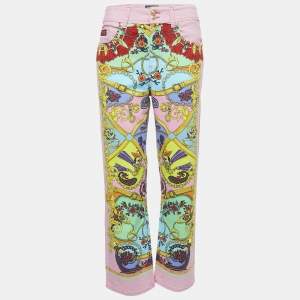 Versace Jeans Couture  Pink Printed Denim Straight Leg Jeans M Waist 28"