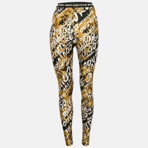 Versace Jeans Couture Black Baroque Print Jersey Leggings S