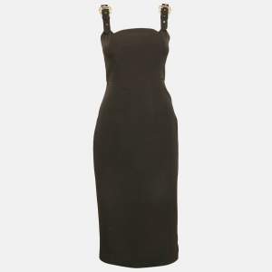 Versace Jeans Couture Black Crepe Buckle Detail Sleeveless Dress S