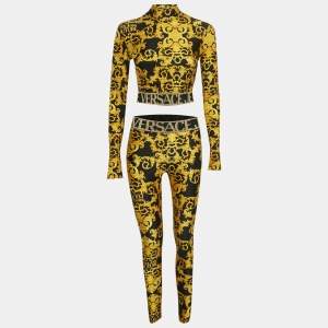 مملوكة مسبقًا Versace Jeans Couture Black/Yellow Barocco Print Jersey Set S