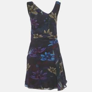مملوكة مسبقًا Versace Jeans Couture Multicolour Floral Print Silk Draped Dress S