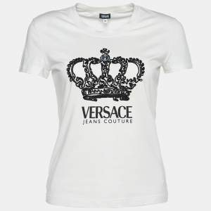 Versace Jeans Couture White Jersey Crown Embroidered T-Shirt M