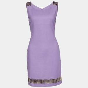 Versace Jeans Couture Purple Crepe Studded Sleeveless Dress M