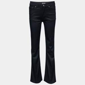 Versace Jeans Couture Black Shine Denim Flared Leg Jeans M Waist 26"