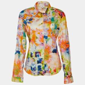 Versace VJC Multicolor Psychedalic Floral Printed Cotton Shirt S