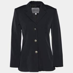 Pre Owned Versace Jeans Couture Black Textured Wool Button Front Jacket S
