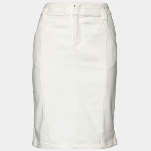Versace Jeans Couture White Denim Knee Length Skirt M