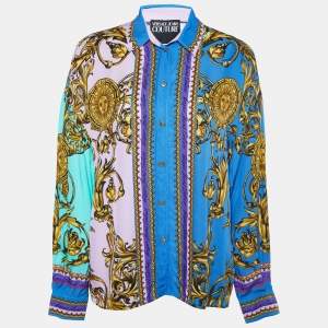 Versace Jeans Couture Blue Printed Twill Shirt M