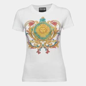 Versace Jeans Couture White Logo Print Cotton Short Sleeve T-Shirt S