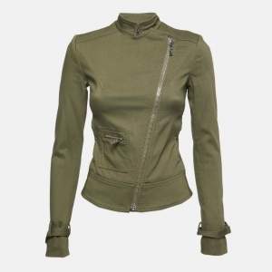 Versace Jeans Couture Military Green Cotton Biker Jacket S