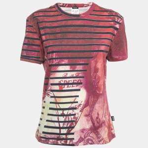 Versace Jeans Couture Pink All-Over Print stretch Cotton Short Sleeve T-Shirt L