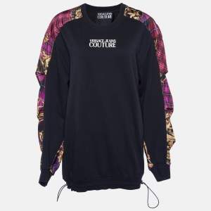 Versace Jeans Couture Black Cotton Knit & Contrast Detail Sweatshirt S