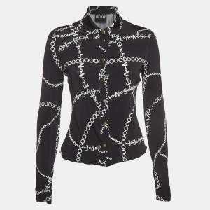 Pre Owned Versace Jeans Couture Black Chain Print Jersey Shirt S