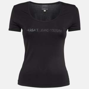 Versace Jeans Couture Black Printed Jersey Top M