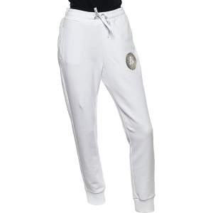 Versace Jeans White Logo Printed Cotton Joggers M