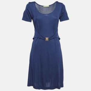 Versace Jeans Navy Blue Jersey Mini Dress M 