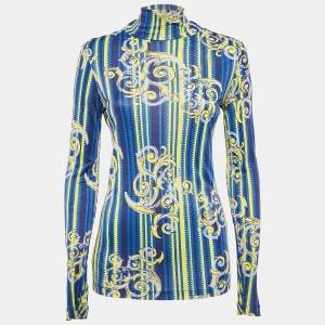 Versace Jeans Multicolor Printed Jersey High Neck Top M