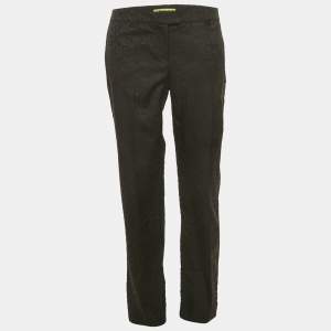Versace Jeans Black Jacquard Cotton Blend Trousers M