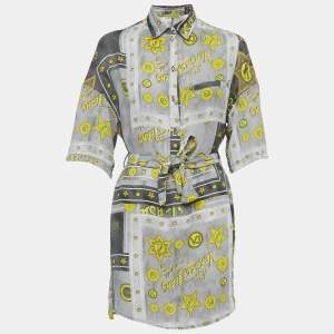 Pre Owned تونيك كريب مطبوع فيرساتشي جينز رمادي متوسط