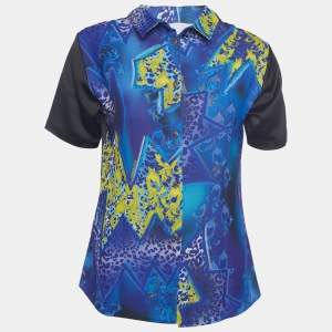 Versace Jeans Multicolor Printed Sateen Button Back Top S