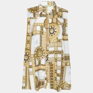 Versace Jeans Gold Baroque Printed Chiffon Sleeveless Shirt L