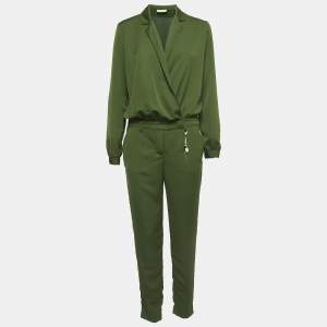 مملوكة مسبقًا Versace Jeans Green Crepe Long Sleeve Jumpsuit S